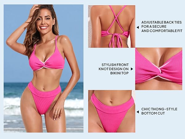 string bikini set 2 piece bikini for women knot bathing suit sexy black bikini swimsuit thong bikini