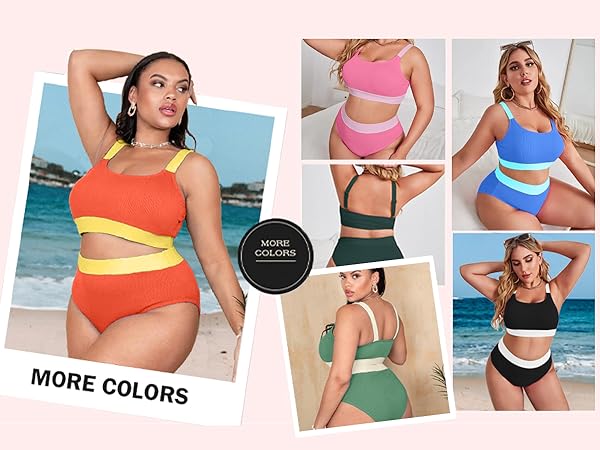 Two Piece Sports Color Block Bathing Suit