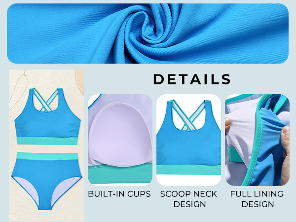 Scoop Neck Bikini Set Sporty Bathing Suits