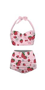 Daisy Strawberry Bathing Suits Tummy Control Two Piece