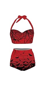Goth Bat Bathing Suits Tummy Control Two Piece