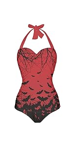 Gothic Bat One Piece Swimsuits for Women