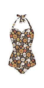 Gothic Skull One Piece Swimsuits for Women