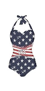 American Flag One Piece Swimsuits for Women
