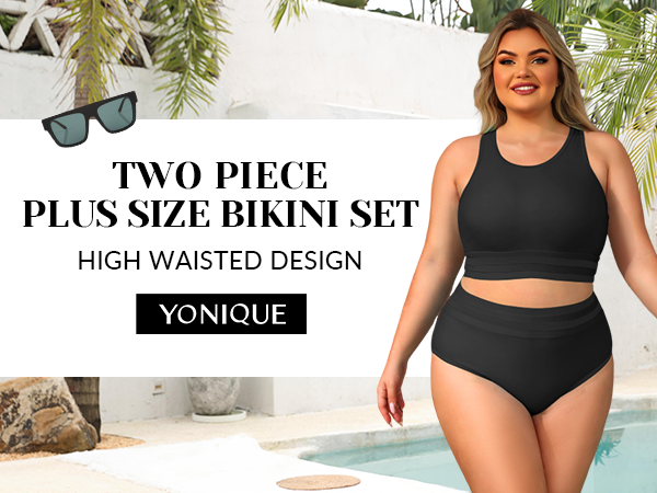 Yonique Plus Size High Waisted Bikini Sets
