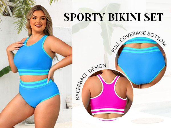 Yonique Plus Size High Waisted Bikini Sets