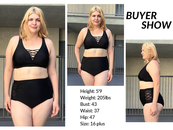 Two Piece Plus Size Swimsuit for Women High Waisted Bikini Set